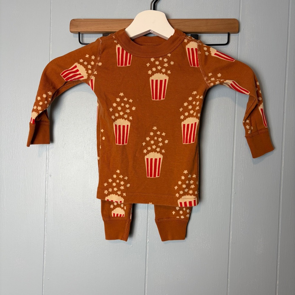 Hanna Andersson Kids Popcorn Organic Cotton Pajama Set Brown 2T 85cm FWH25